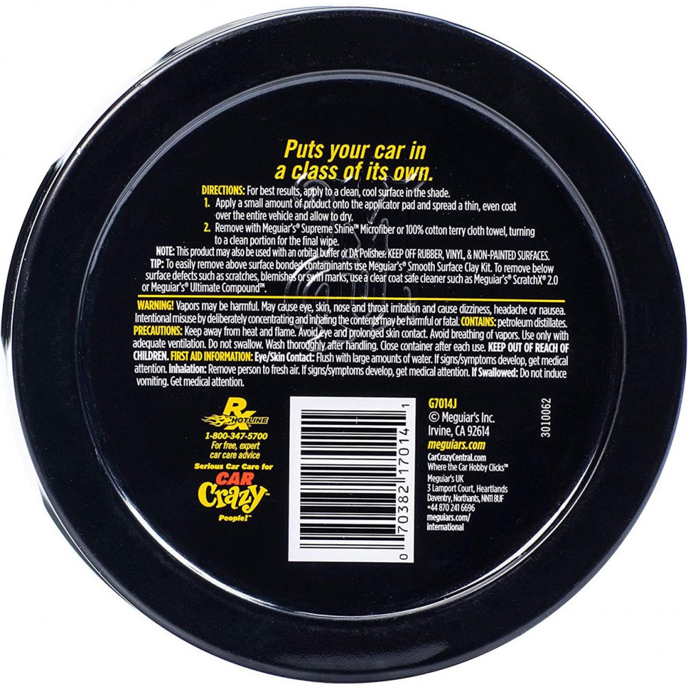 Карнауба твердий віск - Meguiar`s Gold Class Carnauba Plus Paste Wax 311 г. (G7014J)