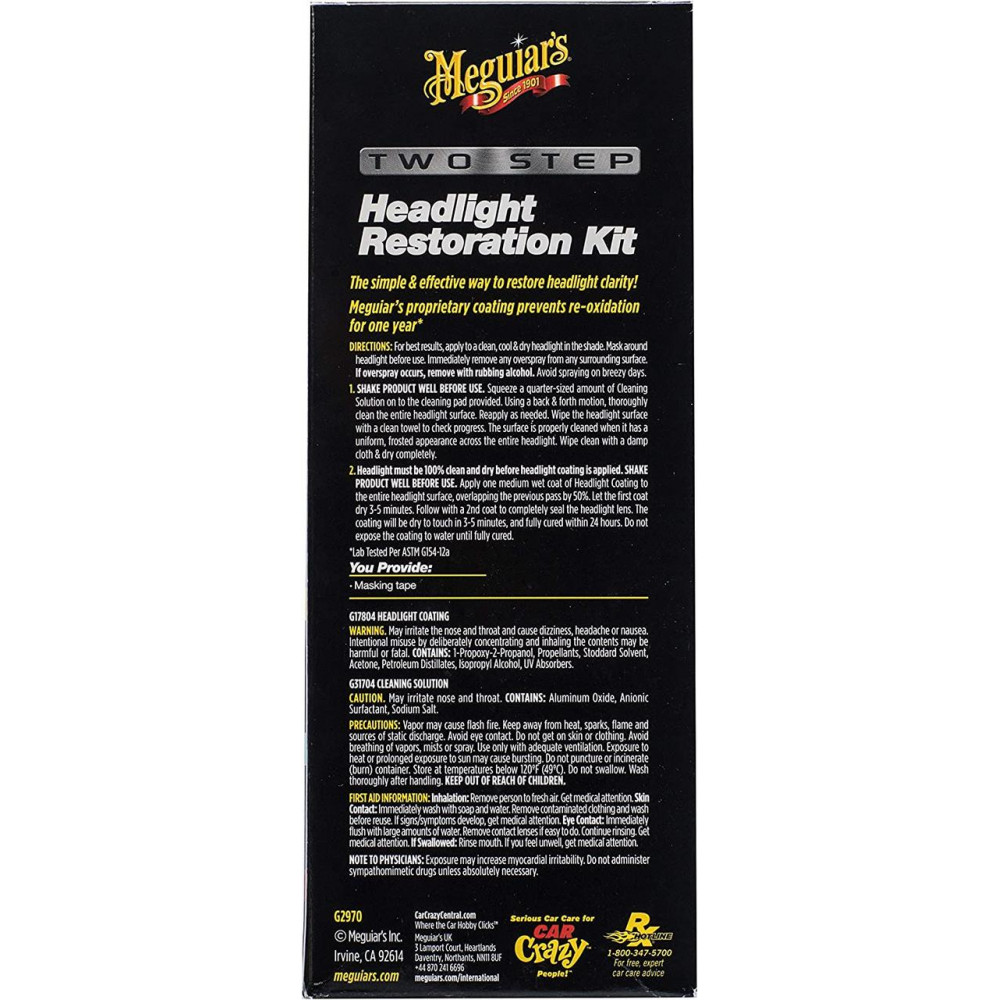 Набір для відновлення та захисту фар - Meguiar's Two Step Headlight Restoration Kit (G2970)