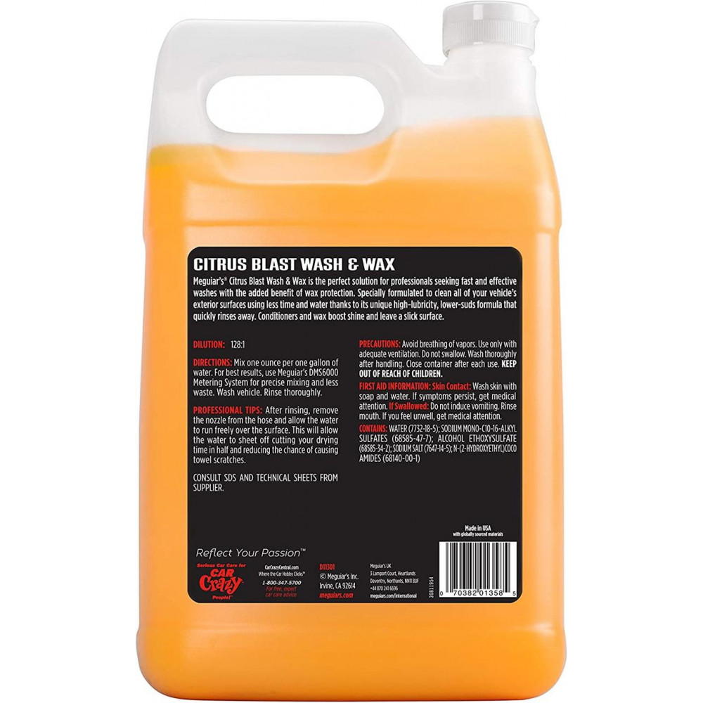 Концентрат шампунь з віском карнауби - Meguiar's Detailer Citrus Blast Wash & Wax 3,79 л. (D11301)