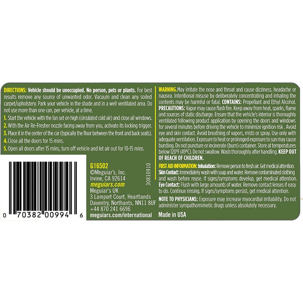 Освіжувач повітря "Цитрусовий сад" аромат - Meguiar's Air Re-Fresher Citrus Grove Scent 57 г. (G16502)