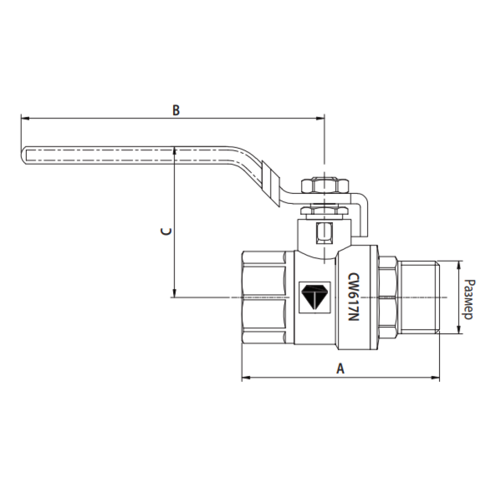 Кран шаровий HLV Optima 1 1/4" (рукоятка-важіль, внутрішнє-зовнішнє різьблення)